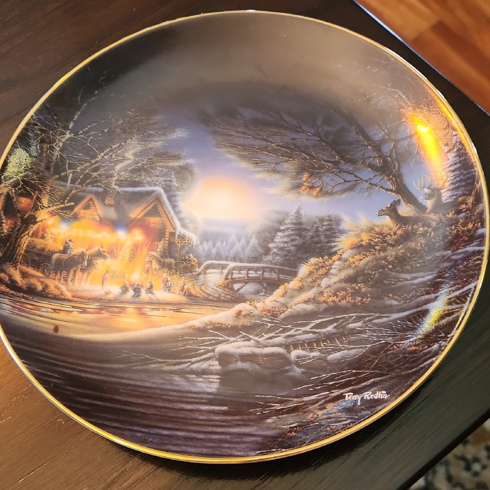Limited Edition  Toasting Marshmallow Plate,  Terry Redlin's Annual Xmas Series